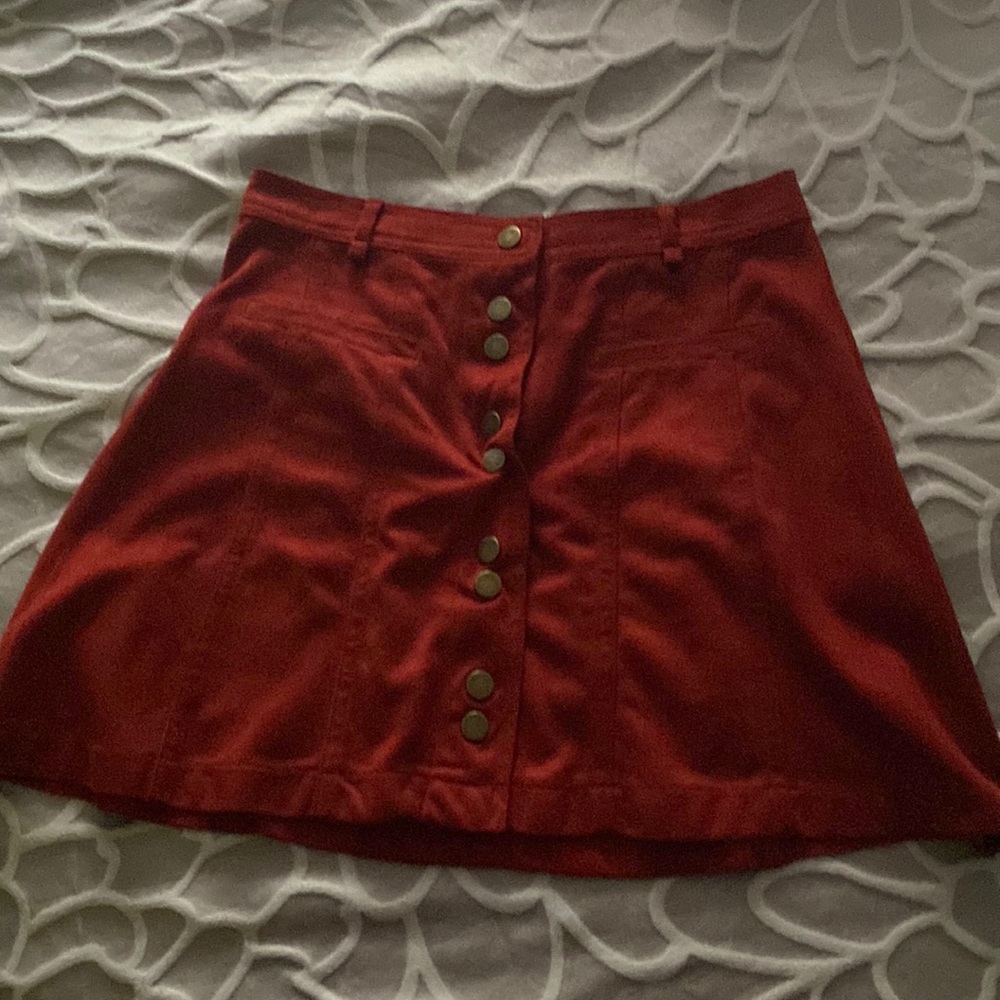 Scarlet suede skirt